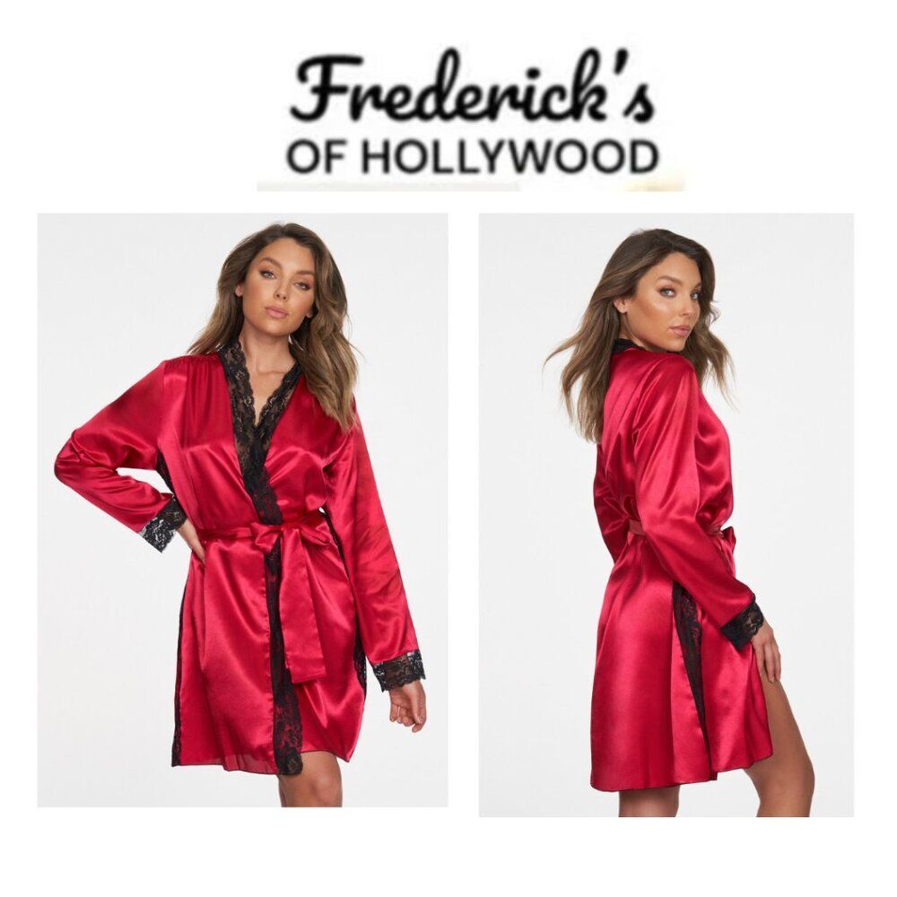 NWT Frederick’s of Hollywood Aspen Mae Satin and Lace Robe Lingerie